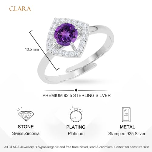 Image of Clara 925 Sterling Silver Minimal Daily Wear Adjustable Ring for Women | Gift for Birthday Anniversary | Rakhi Rakshabandhan Gift for Sister Bhabhi |Platinum Plated | Swiss Zirconia