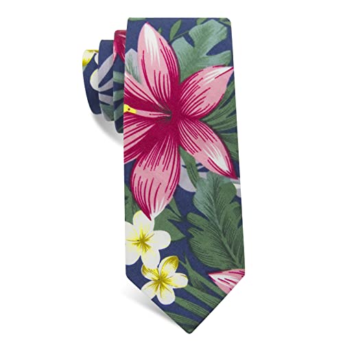Image of Mantieqingway Floral Ties for Men Skinny Cotton Tie Flower Necktie