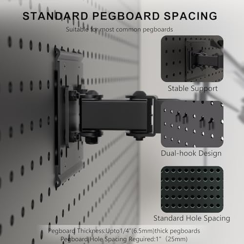 Image of WALI Articulating Pegboard Adjustable Mount for Laptop and Monitor