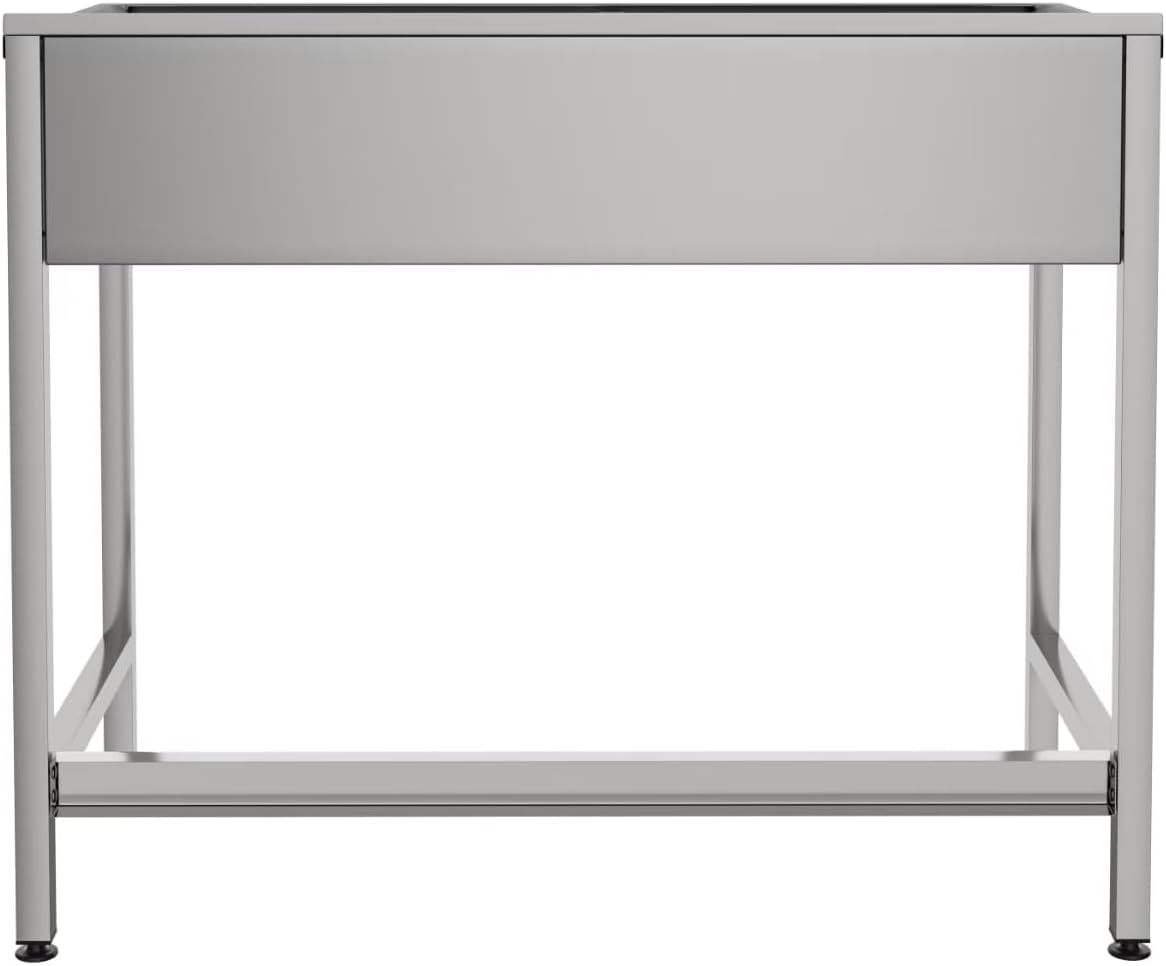 Fregadero Industrial Acero Inoxidable | 1 Seno con Escurridor | 800x500x850 mm | Acabado Pulido Satinado | Ideal Hostelería, Barra y Cocina Profesional (Derecha, Grifo monomando 2 aguas)