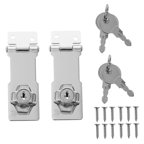 AUTSUPPL 2 Pack Stainless Steel Door Latch Lock Keyed Hasp Locks for Cabinet Home Security