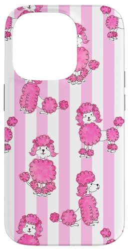 Pink Poodle Stripes 50's Y2K Preppy Mid Century Modern Case for iPhone 14 Pro