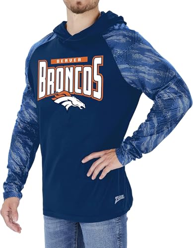 Zubaz Officially Licensed Men's NFL Team Color Hoodie With Tonal Viper Sleeves, Denver Broncos, Size Small