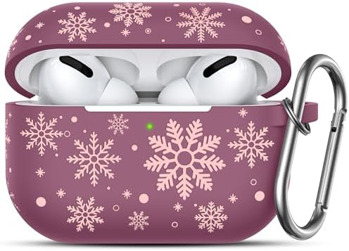 TOYOUTHS Snowflake Two-Tone Engraved Case for AirPods Pro 2nd/1st Generation, Cute Soft Silicone Skin Full Protective Cover for Apple Airpods Pro 2/Pro Women Men