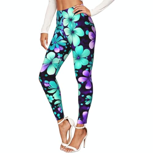 Leggings de compresión suave con flores moradas: tu ropa de gimnasio para mujer ideal