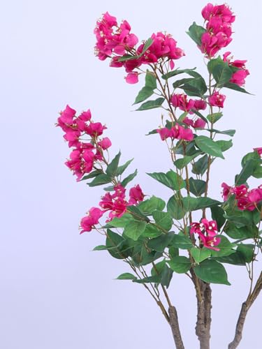 Image of ARICK DECOR 3.6Ft Artificial Bougainvillea Flowers Tree in Pot, 3.6ft Realistic Faux Pink Silk Flower Plant, Peacock Shaped Decor for Home, Office & Balcony