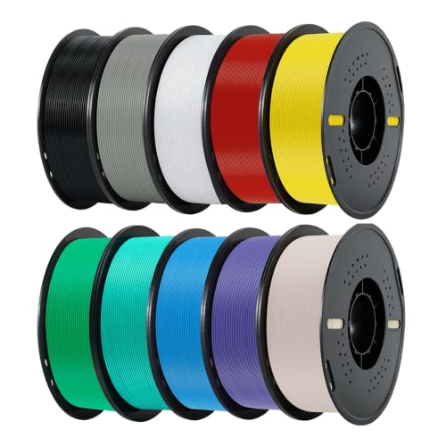 Kingroon 1.75mm PLA Filament 10KG Bundle 10x1KG Spools, Dimensional Accuracy +/- 0.02mm, Tangle-Free 3D PLA Multi-Color 