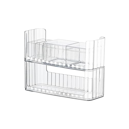 Scatola di immagazzinaggio cosmetico organizzatore di trucco a 2 strati impilato organizer espositore scatola gioielli per camera da letto bagno trasparente 1 acrilico