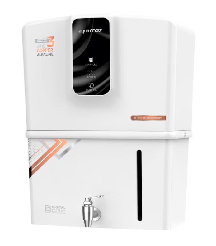 Image of Aqua Moor RO+Copper+Zinc+Alkaline Water Purifier | Digital Display | 12 Ltr Storage Tank | Copper Zinc Alkaline Technology