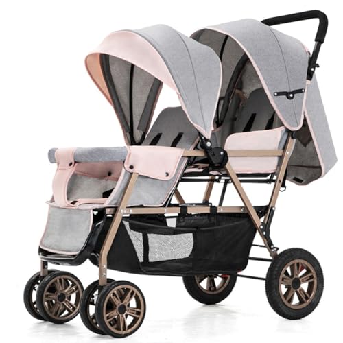 Ozlmbern Twin Kinderwagen Grau Rosa
