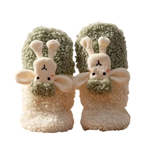 Kids' Gloves - Lamb Wool Animal Design, Sheep Pattern Unisex Mittens | Hanging Neck Full-Finger Fleece-Lined Thick Warm Gloves for Adults and Students, 1 Pair Cute Cartoon Winter Hand Warmers