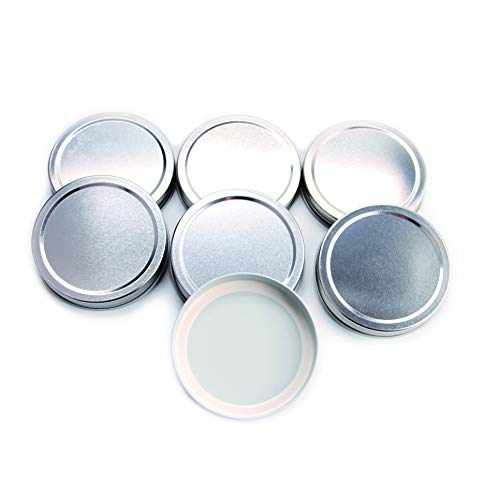 LKXC Silver Wide Mouth Mason Jar Lids,Storage Solid Caps 7 Pack