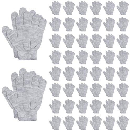 Image of ONESING 50 Pairs Kids Gloves - Soft Knitted Children Gloves Bulk for Girls & Boys | Stretchy Gloves for Cold Weather