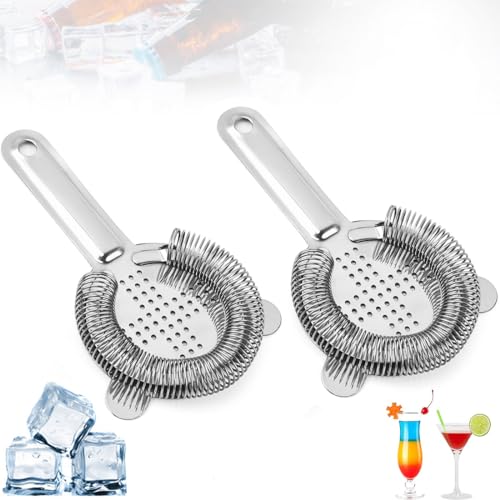 EOUIAV 2-teiliges Barsieb-Set: Cocktail-Edelstahl-Hawthorne-Strainer und Bar-Trainer, ideal für perfekte Cocktails, robuste Qualität