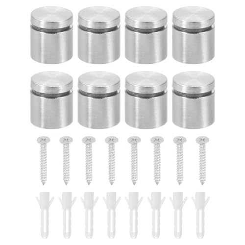 Image of uxcell 8 Pcs Standoff Screws, 1 inch x 1 inch Stainless Steel Advertising Screws Wall Standoff Mounts Hardware for Acrylic Picture Frame Glass Signs Hanging, Silver