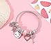 Hello Jewelry Bracelet Charms Braclet, Pink Kitty Bangle Women Matching Accessories, Gift for Her