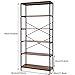 Kemanner 5-Tier Industrial Style Bookcase, Vintage Free Standing Bookshelf, Rustic Wood Bookcases Furniture (Brown.)-L8