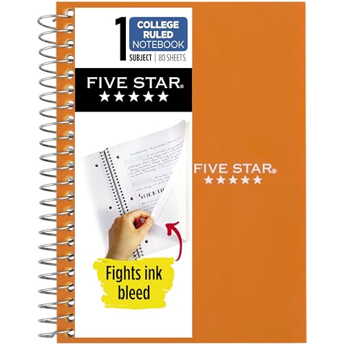 Image of Five Star Spiral Notebook, 1 Subject, College Ruled Paper, 4-3 /8 inch x 7 inch, Small Size, 80 Sheets, Fights Ink Bleed, Water Resistant Cover, Sedona Orange (450048CD1-ECM)