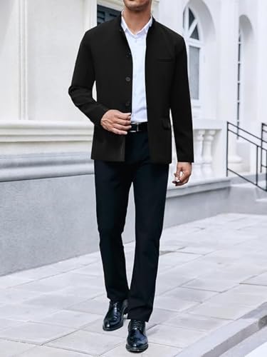 Mens Casual Suit Blazer Jackets Stand Collar Slim Fit Business Sport Coats Regular Fit Lightweight Suit Jacket for Men4