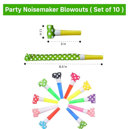 Image of Party Propz Colorful Polka Dot Blowouts - 10 Pcs Kids Party Supplies | Hooter | Noise Blower | Whistle Blowers | Whistles Toy | Whistle Toys For Kids | Party Noisemaker Blowouts (Paper)