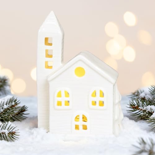 Weihnachtsdorf Beleuchtet Weiß Lichthaus Gästehaus Keramik...
