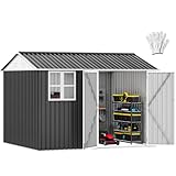 DWVO 10x8ft Large Tool Storage Shed with Window, Lockable Doors, and Sloped Roof, Oversized Steel...