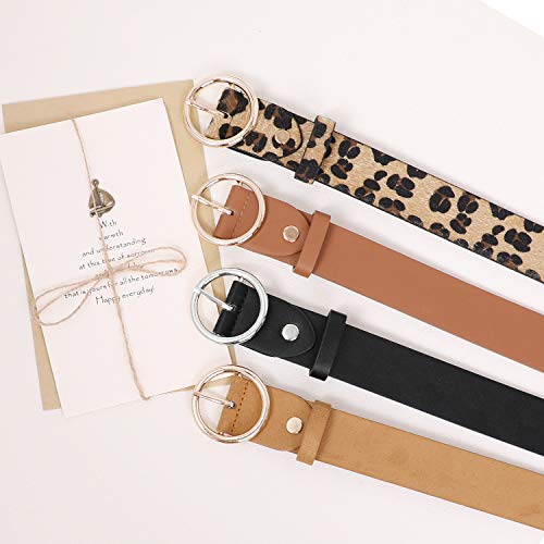 SUOSDEY Women Leather Belt with O-Ring Buckle,Fashion Soft Ladies Waist Belt for Jeans Dresses,1.3" Width4