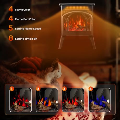 Image of R.W.FLAME Electric Fireplace Heater 17 inch with Remote Control, Metal, Black