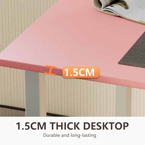 Image of BestOffice Computer Desk,Home Office Desk, Modern Simple Style for Home Office Study Writing (Pink, 55 Inch)