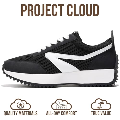 Image of Project Cloud Womens Sneakers - Memory Foam Insole and Lightweight Spring Shoes - Non-Slip Lace Up Trendy Shoes - Fashion Sneakers for Women 2026