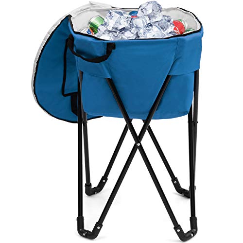 Goplus Portable Ice Cooler Bag, Folding Camping Leakproof Tub Cooler with Stand