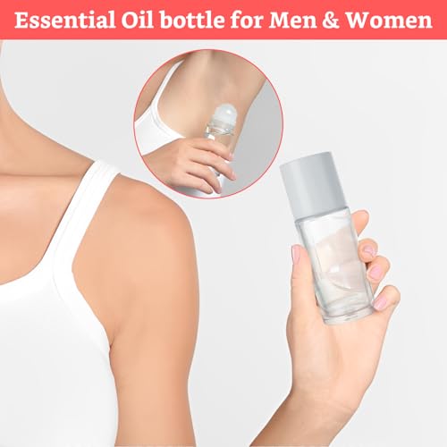 12 PCS Empty Glass Roller Bottles Essential Oils Roller Bottle, Deodorant Roll-On Bottles Refillable DIY Travel Roll on Bottle for Essential Oils, Perfume, Cosmetics （50ml）3