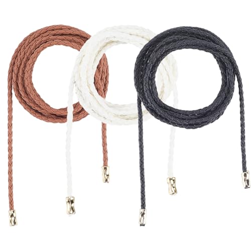CALFOVERA Cinturón de Cuero Sintético con Nudo Trenzado para Mujer, Cinturón Largo Tejido de Punto, Estilo Bohemio, Fino, Decorativo, para Vaqueros, Pantalones, Vestidos Y Faldas, 3 Colores