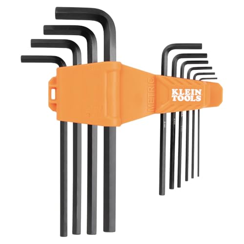Image of Klein Tools LS10M 10-Key Metric Hex Key Caddy Set, Long Reach Keys, Sizes 1.5 to 10mm, Heat-Treated, Black Phosphate