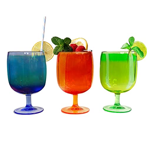 Lily's Home Set Of 8 Colors Unbreakable Poolside 12 Oz Acrylic Plastic Wine And Water Tumbler Stackable Goblets. Made Of Shatterproof Plastic And Ideal For Indoor And Outdoor Use, Reusable. #TOP4