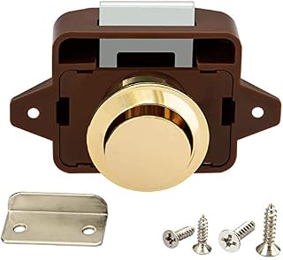 POFET Push Button Cabinet Door Catch Lock Caravan Motorhome Camper Latch Cupboard Gold Knob