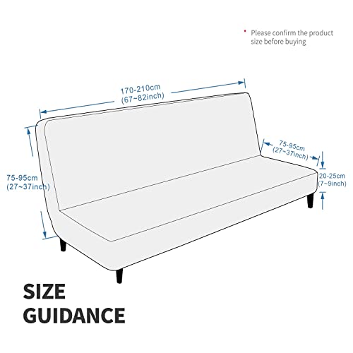 XINEAGE Samt-Futonbezug Hochelastischer Bezug für Sofas ohne Armlehnen Spandex-Stoff Sofabett-Schonbezug rutschfest Möbelschutz mit elastischem Boden maschinenwaschbar (Futon, Grau)