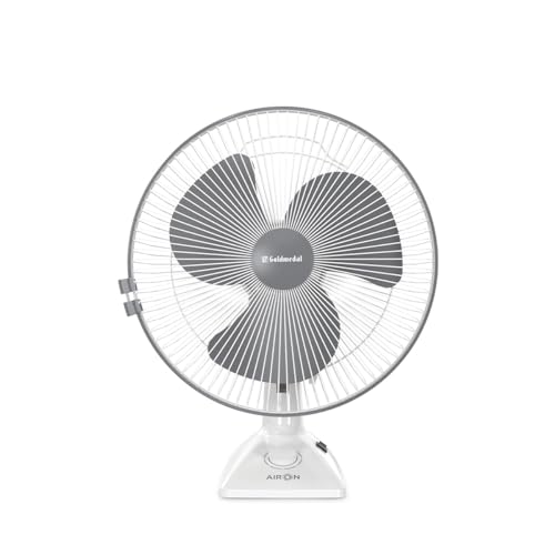 Image of Goldmedal Air On 230 mm 2-in-1 Personal Fan | Desk & Wall Mountable | Lightweight & Portable | High-Speed Performance | Ideal for Home & Office | 2-Year Warranty | (White Grey)