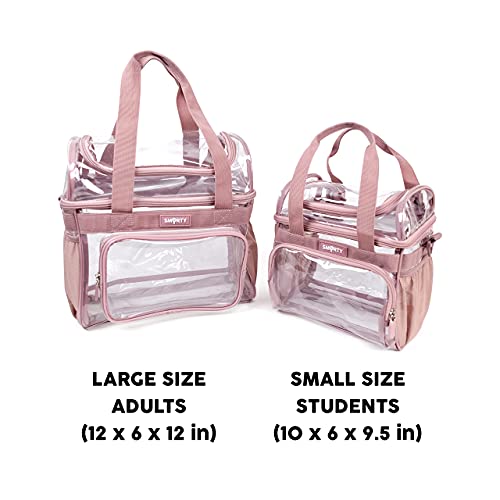Heavy Duty Clear Lunch Tote Stadium Approved Size Crossbody Diaper Travel Cosmetic Makeup Bag for Football Basketball Baseball Games Concerts Corrections Correctional Officers (Pink, 12 x 6 x 12) - Thumbnail 6