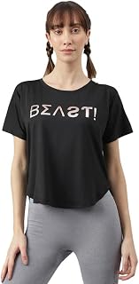 MKH Women Breathable Active Gym Wear Tshirt | Dri Fit Poly Spandex Gym Top | Lightweight, Sportswear for Workout, Running... Price In India