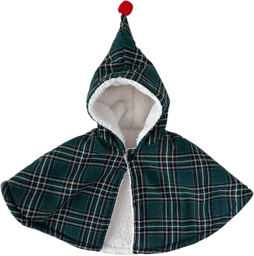ベビー ポンチョ サンタ コスプレ クリスマス 衣装 マント チェック柄 赤ちゃん 秋冬 ふわふわ こども 着ぐるみ 男の子 女の子 ケープ 防寒 ベビー服 イベント パーティー 新年会 文化祭 学園祭