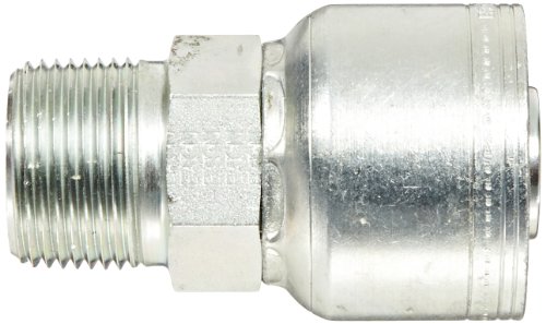 Image of Aeroquip 1AA8MP8 Carbon Steel Global TTC (Thru the Cover) Crimp Hose Fitting Male Pipe, Straight, 1 /2 inch Hose ID, 1 /2 inch - 14 Thread