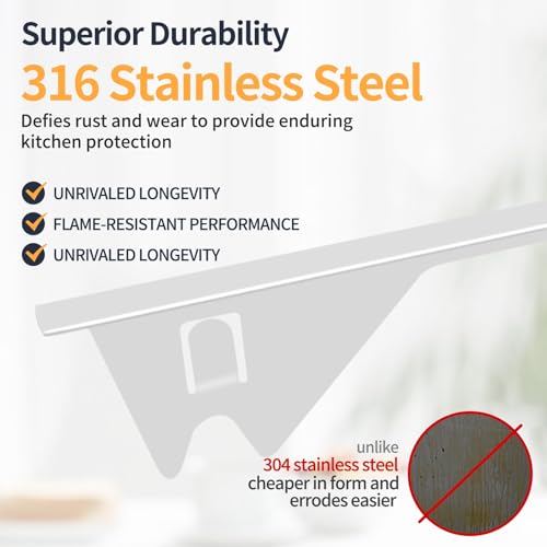 Image of Upgrade 316 Stainless Steel Stove Gap Covers, 2 Pack Stove Gap Filler ALMCALS Stove Gap Guards Range Trim Kit Heat Resistant Oven Gap Filler Between Stovetop and Counter