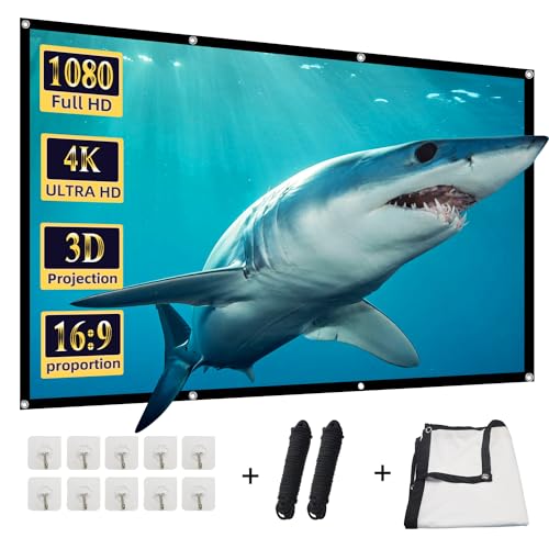 Image of 100 inch Projector Screen,DUYIKJ Foldable Washable Portable Rear Front Projector Screen 4K Indoor Outdoor 16:9 HD Projection Movies Screen for Backyard Home Theater Office