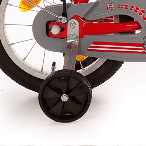 Bibi Kinderfahrrad 14 Zoll mit Rücktrittbremse und Stützrädern Fahrrad für Kinder Junge Mädchen Kinderrad rot Weiss – Bild 5