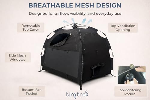 Image of Pack and Play Blackout Cover, Travel Crib Tent Cover for Babies and Toddlers, Breathable Mesh Blackout Tent for Naps, Room Sharing and Travel