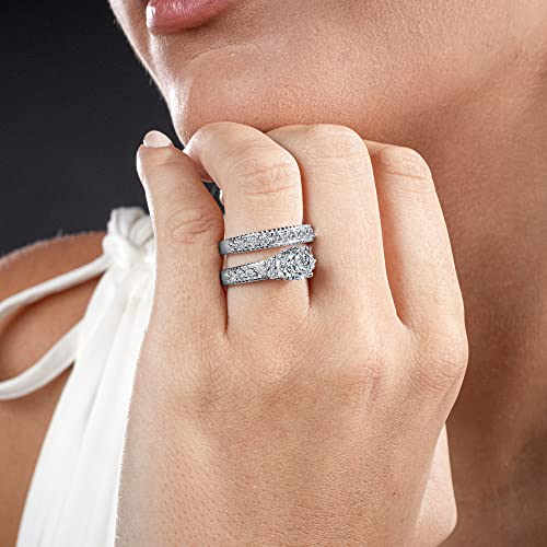 Womens 1.5 Carat Sterling Silver 925 Engagement Bridal Ring Set Round-Cut Cubic Zirconia2