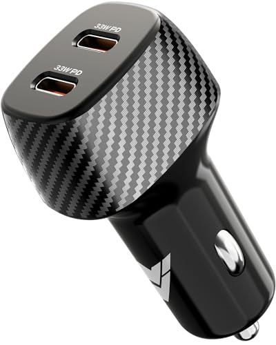 Image of DR VAKU BROTVOLT 66W Car Charger Dual Port Output Fast Charging Type C PD 33W USB Car Mobile Charger Adapter for iPhone 17 /16 /15 /14 /13 All Series, Tablets, Laptop & Android Smartphones- Black