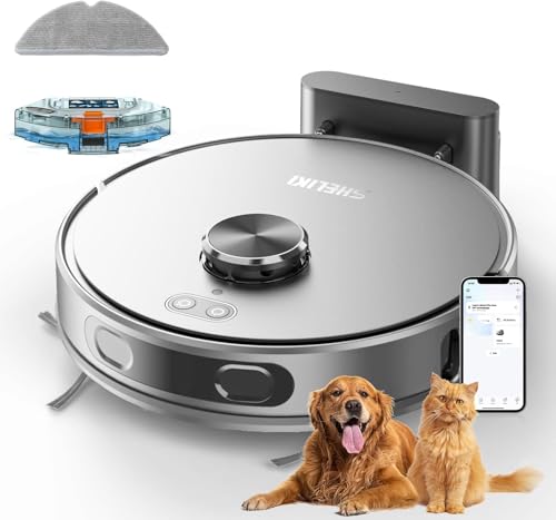 Robot Vacuum and Mop, Mapping Robotic Vacuums Cleaner with LiDAR Navigation Smart & Strong Suction, WiFi/App/Alexa/Voice Control, Obstacle Avoidance, for Home, Wood/Hard Floors, Pet Hair -Gray