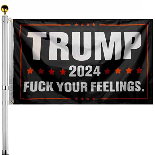 Premium Double Sided Flags for Trump 2024 3x5 Ft Outdoor - Donald Trump for President 2024 Fuck Your Feelings Flag 3x5 Feet Heavy Duty Polyester with Brass Grommets for Indoor Outdoors Decoration
